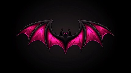 A stylized bat with vibrant pink wings against a dark background. Spooky yet elegant.