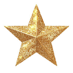 Fototapeta premium Golden Glitter Star: A five-pointed star, shimmering with golden glitter, sparkles with festive charm. Perfect for adding a touch of magic to your designs. 