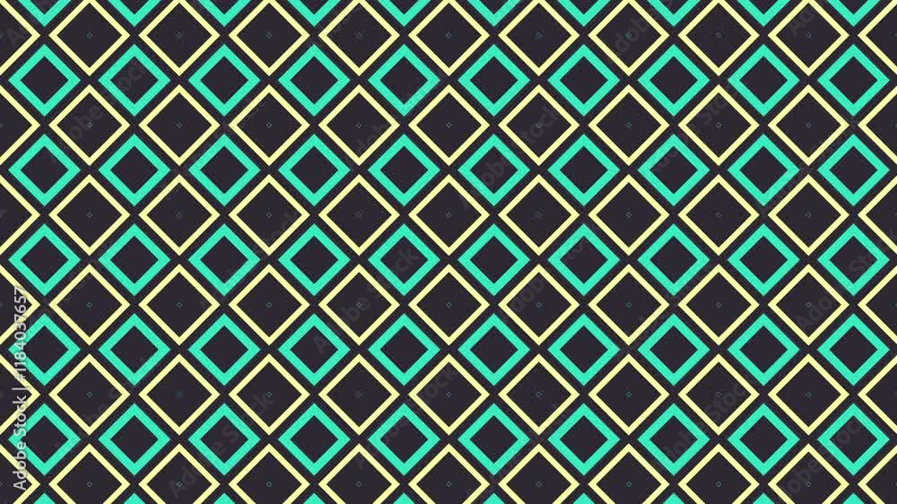 Poster animated abstract geometric seamless pattern with teal and cream diamonds