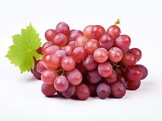 Fototapeta premium Fresh Red Grapes Isolated on White Background, Perfect for Wine Related Themes and Food Photography, Ideal for Marketing and Design Projects