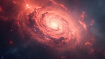 Obraz premium Stunning Coral Nebula, Cosmic Galaxy Spiral, Celestial Starscape, Space Background, Astral Art