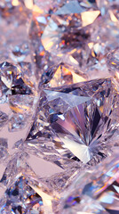 Wallpaper featuring numerous diamonds with abundant reflections and refractions on a white background