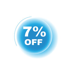 7 percent off, vector banner speech bubble icon and megaphone sign design template. Announcement design on white background.