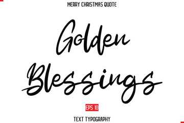 Merry Christmas Quote in Cursive Text Typography Golden Blessing