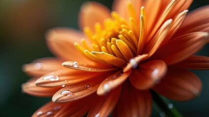 Fototapeta premium Close-Up of Vibrant Red Flower Petals With Dewdrops in Soft Lighting