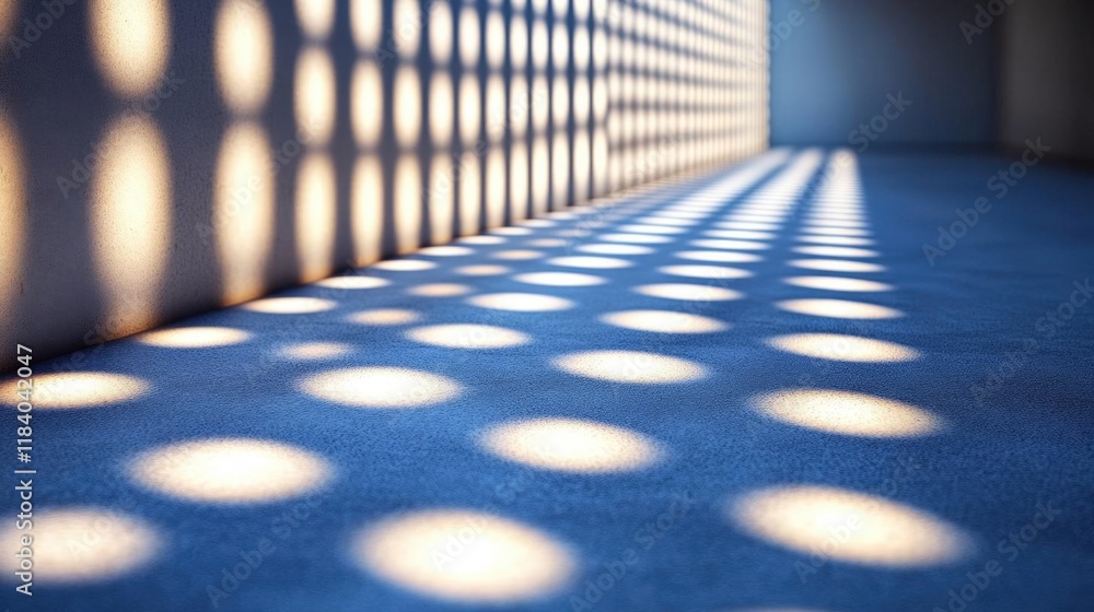 Poster abstract light and shadow patterns on a textured wall and floor