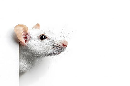 vCute rat face shot, isolated on white background