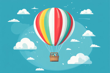colorful hot air balloon floats in sky