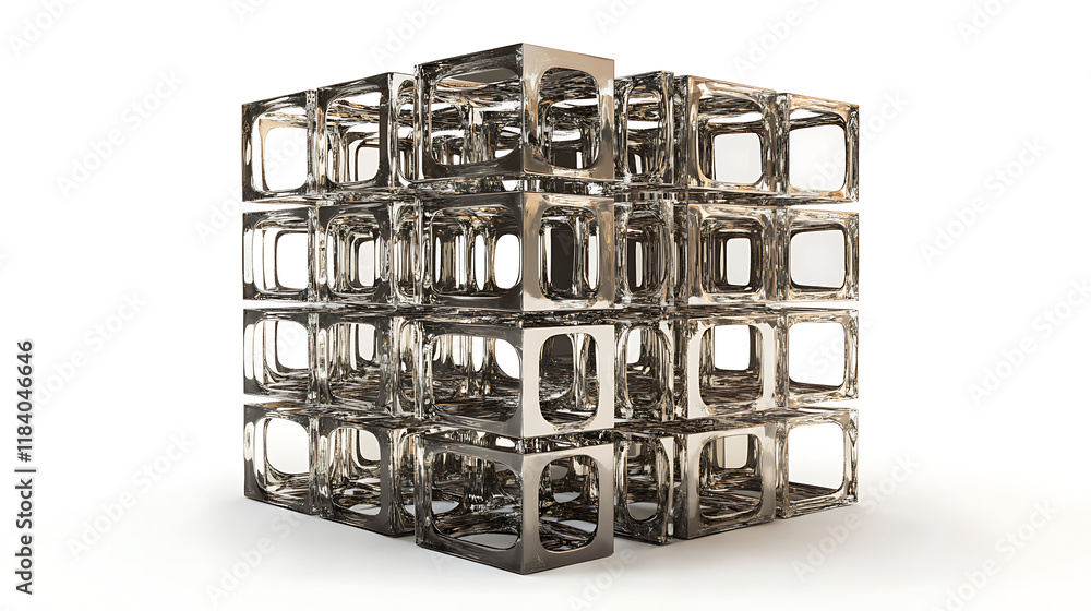 Aufkleber Abstract cube structure, 3d rendering