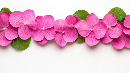 A photostock of a soft pink floral border with pastel petals arranged neatly on a clean white background, perfect for romantic designs. High Quality