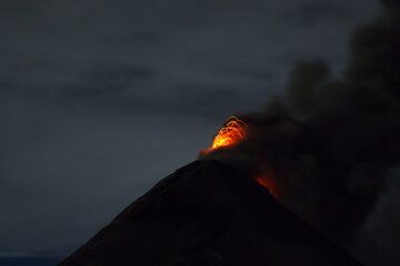 Fuego Volcano Eruption at Night, Antigua, Guatemala