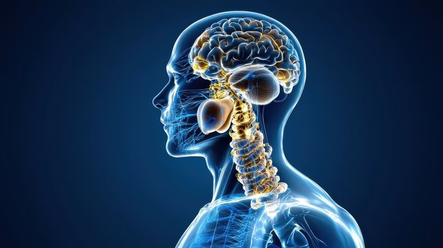 A man's head is shown in a blue and green color