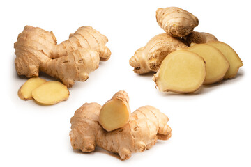 Ginger root isolated on white background.