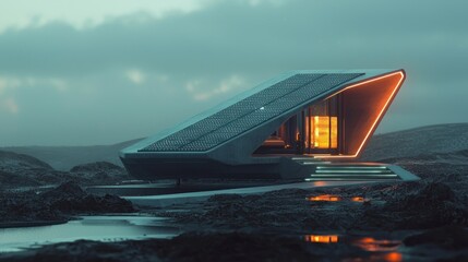 Futuristic Eco-Friendly House in Desolate Landscape