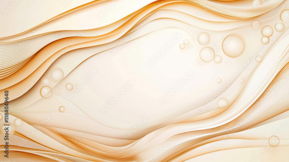 Poster elegant curves and bubbles creating a serene atmosphere on a soft beige canvas