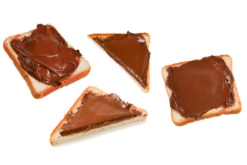 Сhocolate paste sandwich isolated on white background.