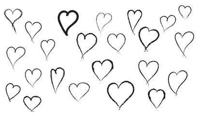 Heart black set of hearts vector hand made on white background