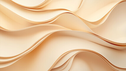 Obraz premium Sinuous Layers of Beige Paper Create a Tranquil and Harmonious Abstract Design With Gentle Curves and Flowing Textures