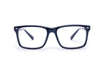 Fototapeta premium A pair of classic, black-rimmed eyeglasses isolated on white background