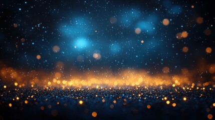 Fototapeta premium Glittering blue-gold texture, bokeh background, night scene, product display