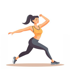 Fototapeta premium morning exercises, girl doing sports, doing exercises, cartoon style on white background
