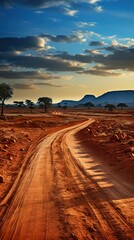 Dirt road in a rural area and the sky with clouds in the background HD 8K wallpaper Stock Photographic Image
