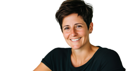 Smiling Woman With Short Hair And Casual Look Transparent Background