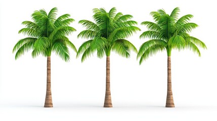 A photostock of neatly arranged tropical palm trees on a bright white surface, symbolizing relaxation and exotic landscapes. High Quality