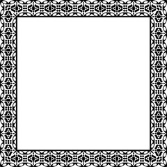 Decorative frame. Elegant element for design in Eastern style, place for text. Floral black border. Lace illustration for invitations and greeting cards