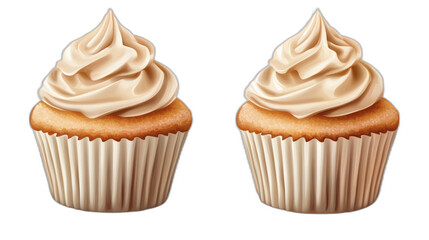 vanilla cupcakes isolated on white transparent background