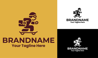 Skateboard Delivery Logo for Fast and Modern Urban Courier Services