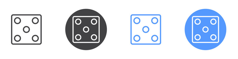 Dice five icon vector symbol outline sign