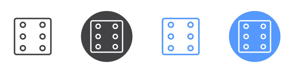 Dice six icon vector symbol outline sign
