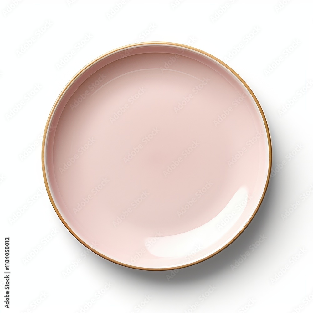 Poster elegant empty ceramic plate isolated on solid background with smooth polished finish ideal for minim