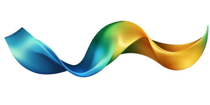 Dynamic Gradient Ribbon in Vibrant Blue, Green, and Yellow on Transparent Background,3D Brushstroke gradient texture brush,smooth wave in a gradient of blue, green, and yellow, abstract ribbon,vibrant - Powered by Adobe