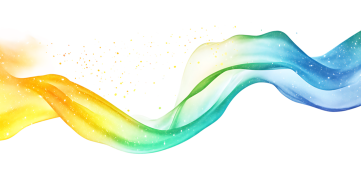 Dynamic Gradient Ribbon in Vibrant Blue, Green, and Yellow on Transparent Background,3D Brushstroke gradient texture brush,smooth wave in a gradient of blue, green, and yellow, abstract ribbon,vibrant