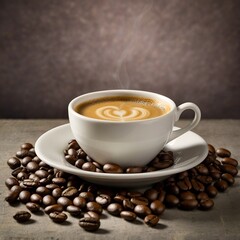 Fototapeta premium cup of coffee with beans