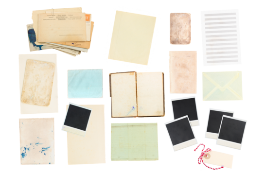 aged pages and old instant photo