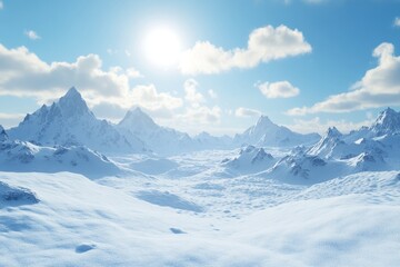 Obraz premium A breathtaking view of snow-covered mountains under the bright blue sky