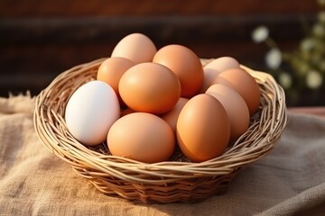 Fresh chicken eggs on the table from the farm all natural