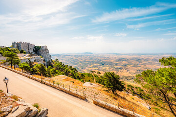 View of Venus Castle, Castello di Venere in Erice, province of Trapani. Sicily, Italy