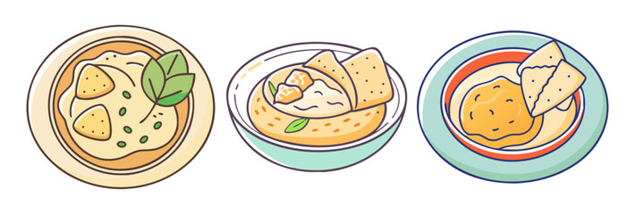 hummus with pita bread vector icon, foods vector illustration - simple illustration of hummus with pita bread perfect for logos, and foods-themed designs.