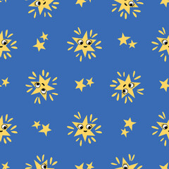 Seamless pattern with stars. Design for fabric, textile, wallpaper, packaging	
