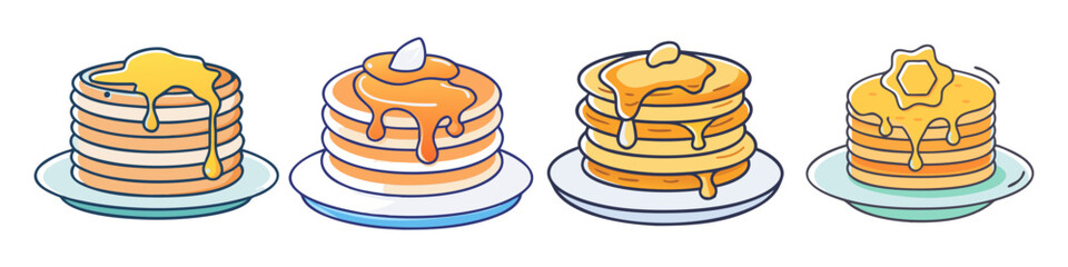 pancakes with syrup vector icon, foods vector illustration - simple illustration of pancakes with syrup perfect for logos, and foods-themed designs.