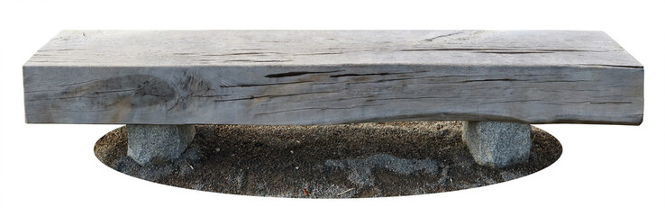 The lounge bench is made of a planed solid mapple tree trunk isolated