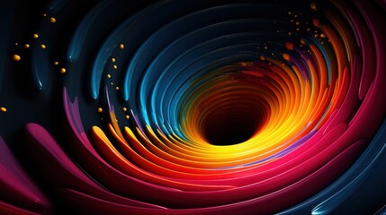Abstract Colorful Vortex Swirling Rainbow Tunnel Digital Art Painting