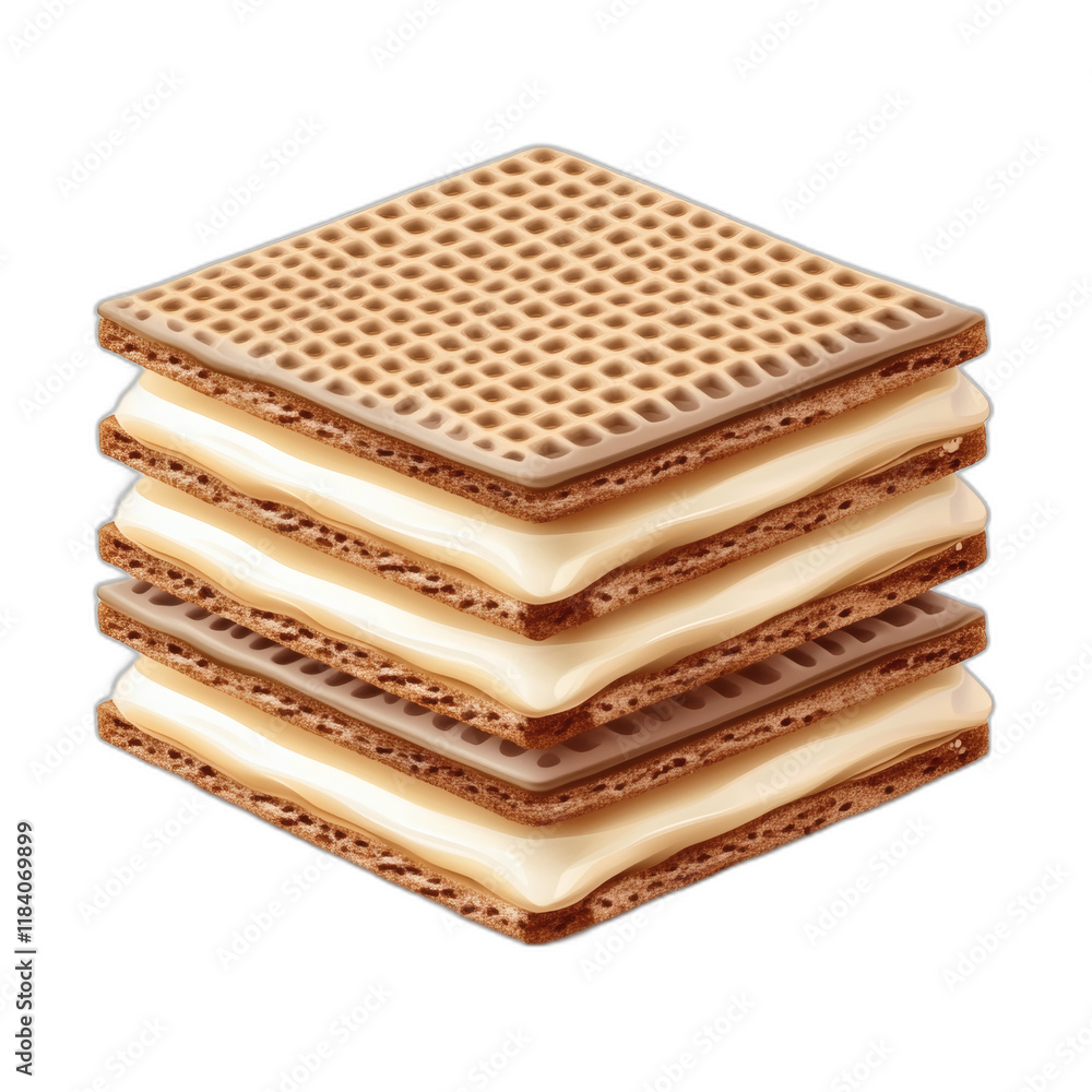 Poster wafer biscuits with multiple layers of creamy isolated on white transparent background