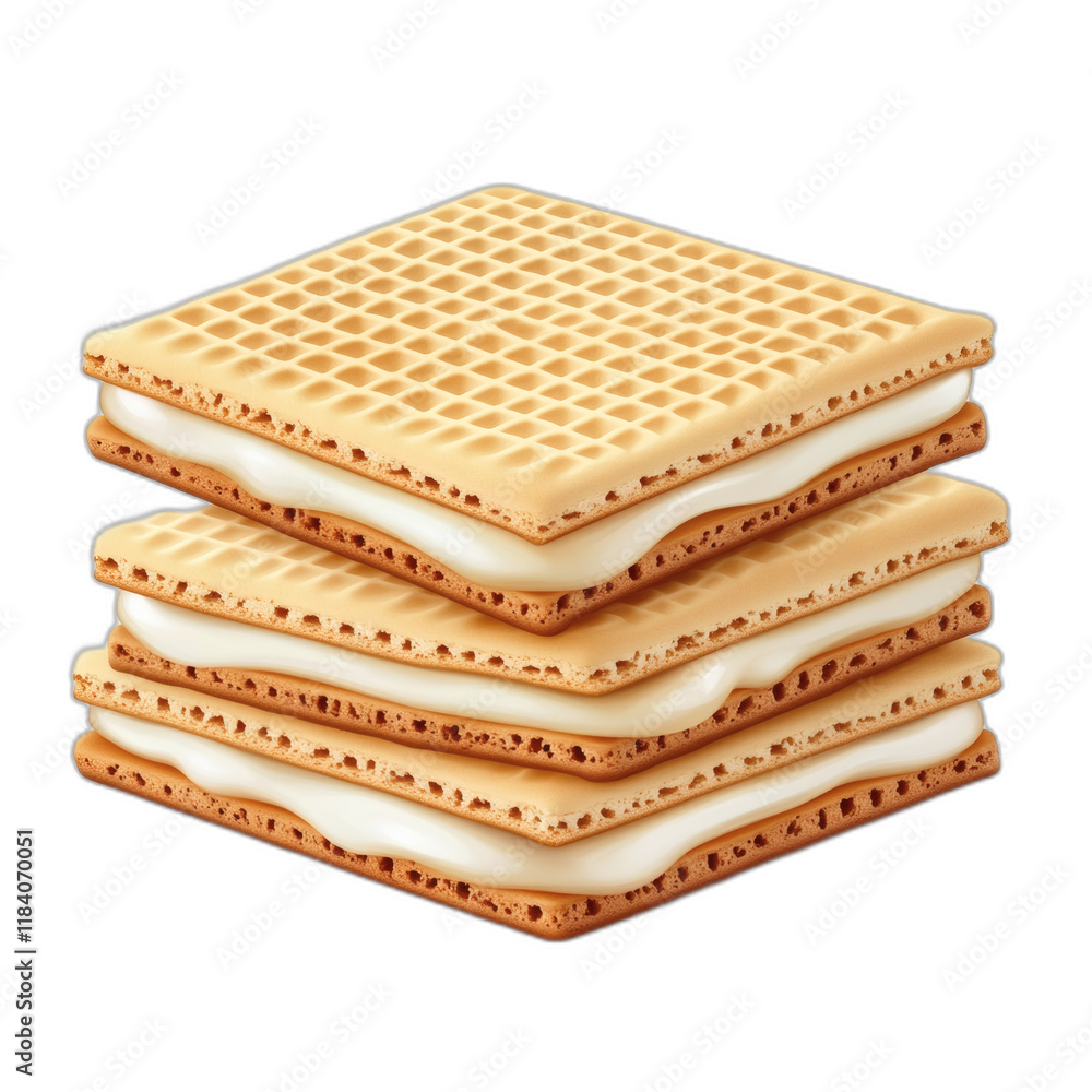 Poster wafer biscuits with multiple layers of creamy isolated on white transparent background