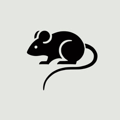Obraz premium very simple flat and minimalist Mouse silhouette in black on a white background