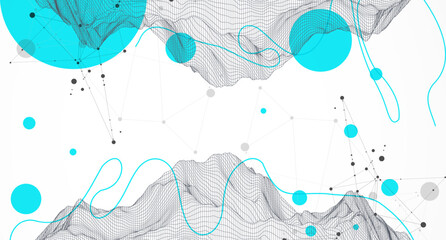 Trendy abstract wireframe background. Modern science or technology art elements. Surface illustration.